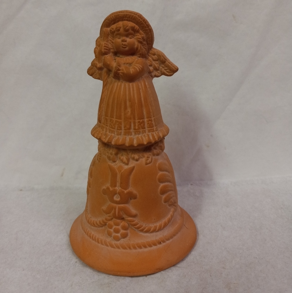 VTGE R.O.C. Dinner Bell Ornament Angel Cherub Figurine Pottery  Taiwan 5"